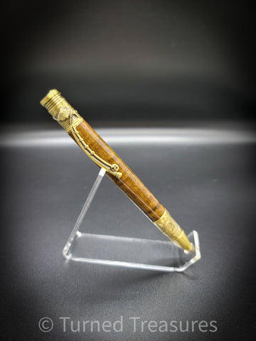 Figured Ipe and Antiqued Gold Fly Fishing Pen